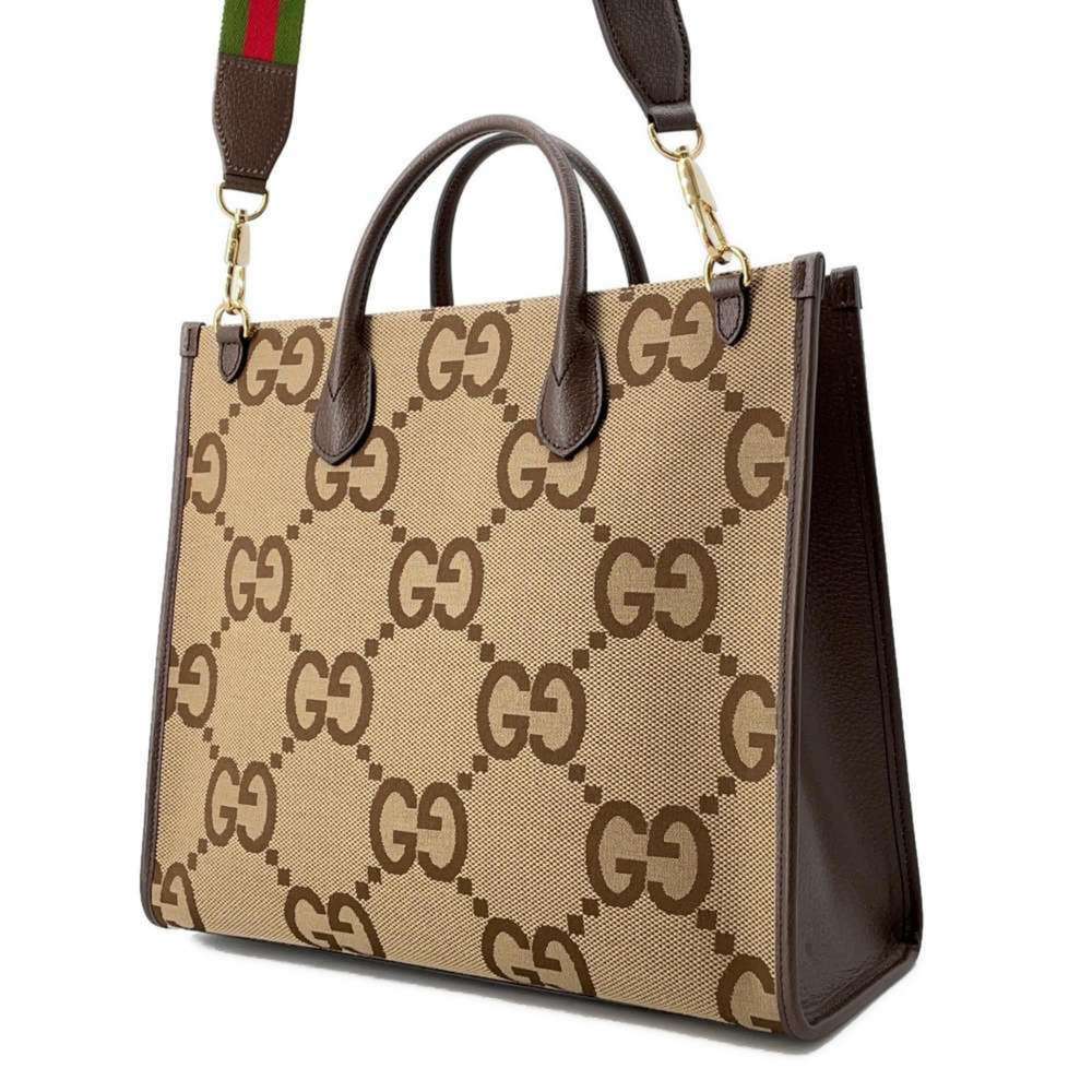 Gucci Tote Bag Jumbo GG Canvas Leather 678839 GUCCI 2way Shoulder Handbag - Picture 2 of 16